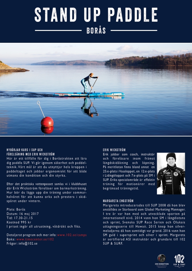 Nybörjarkurs i stående paddling Borås tis 16 maj 2017.