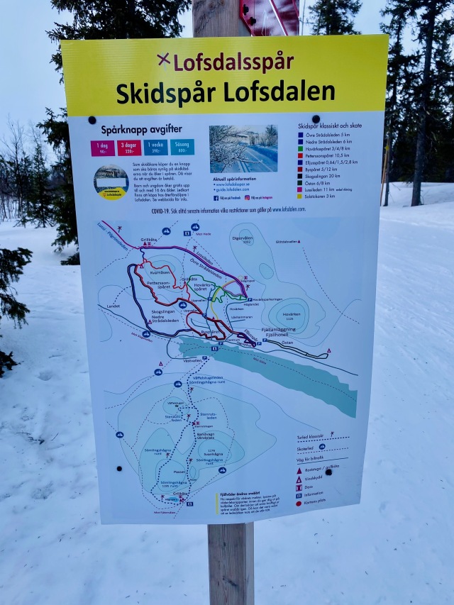 Karta över skidspåren i Lofsdalen